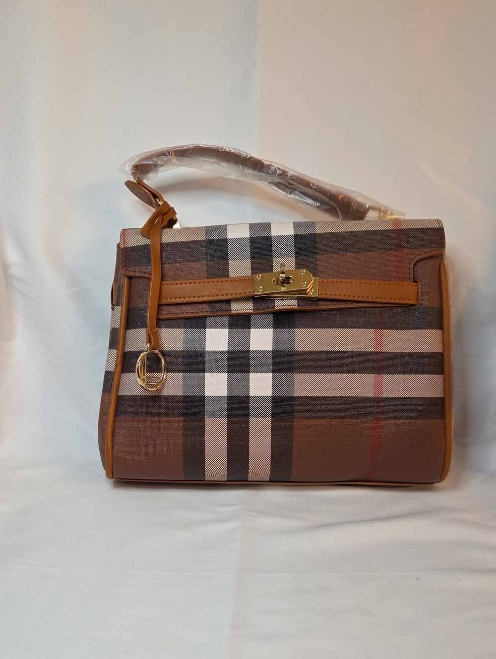 LouLu Classic Plaid Top-Handle Satchel in Brown